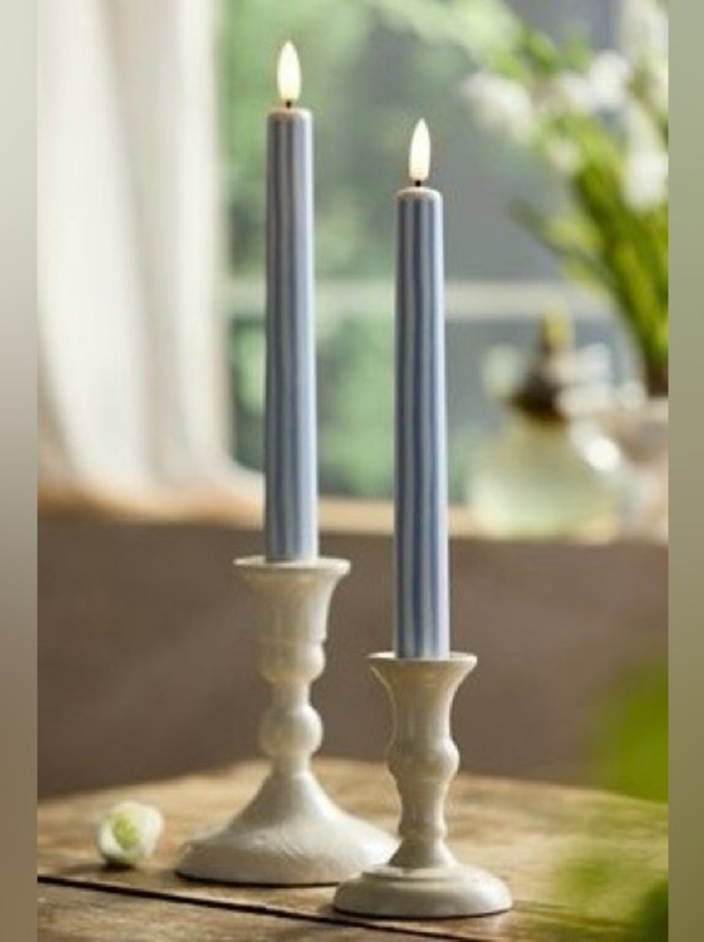 Lumineo Flameless Stripe Taper Candles, Set of 2, terrain